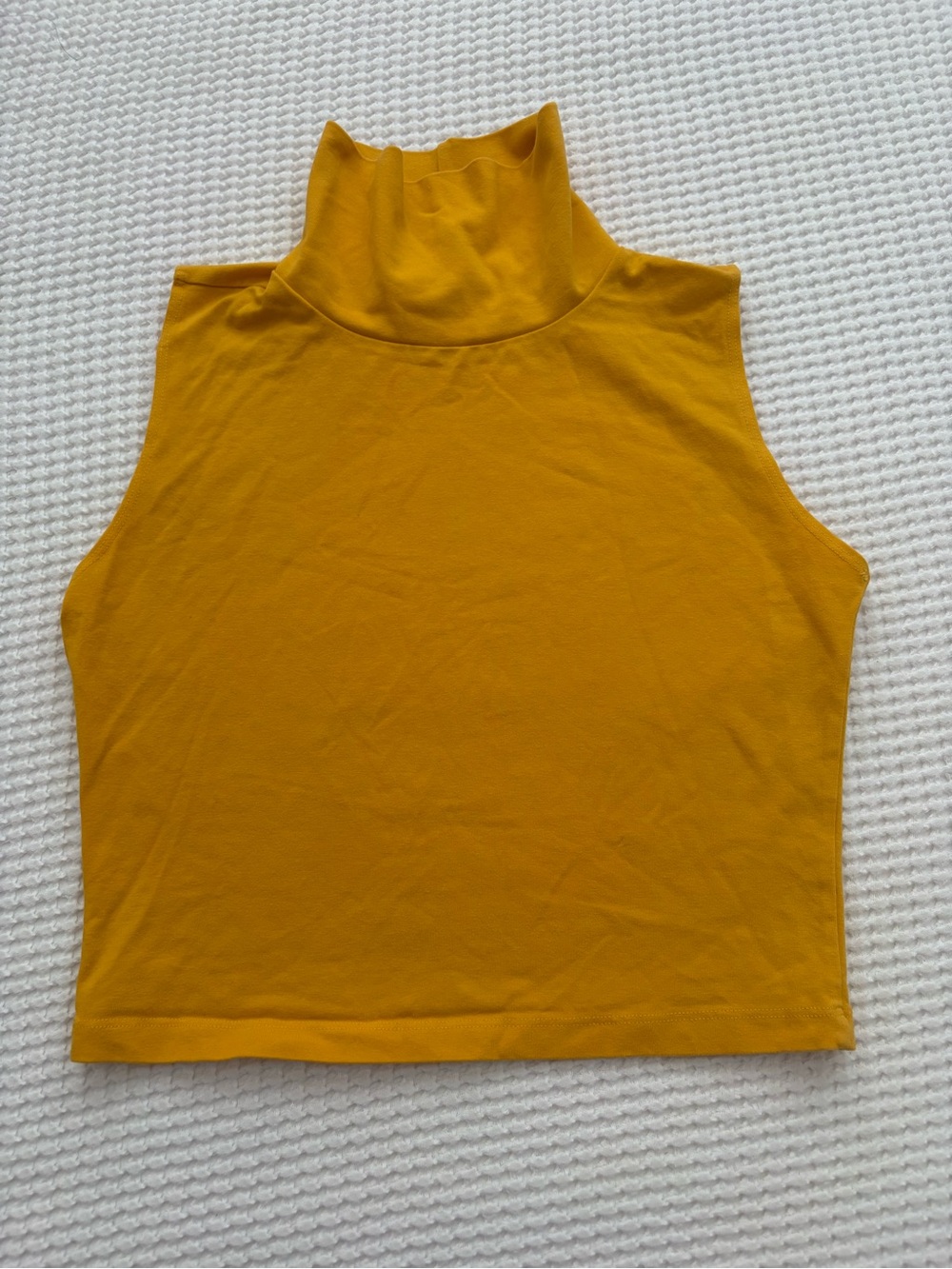 Los Angeles Apparel Mustard Crop Turtleneck Tank